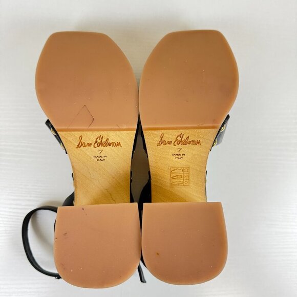 Like New Sam Edelman Angela Platform Heeled Sandals Black Leather - Picture 9 of 12
